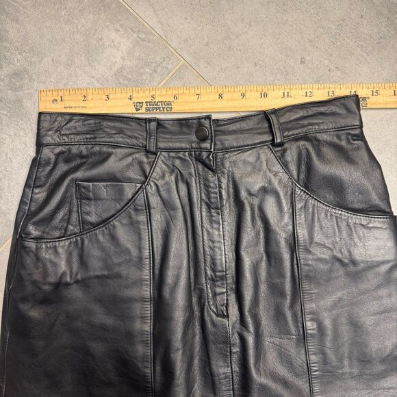 Calliope Leather Works Black Leather Skirt Women’s Size 10 A-Line Pockets Lined - Picture 4 of 9